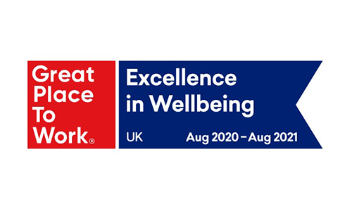Great Place to Work. Excellence in Wellbeing. UK. Au 2020 - Aug 2021.